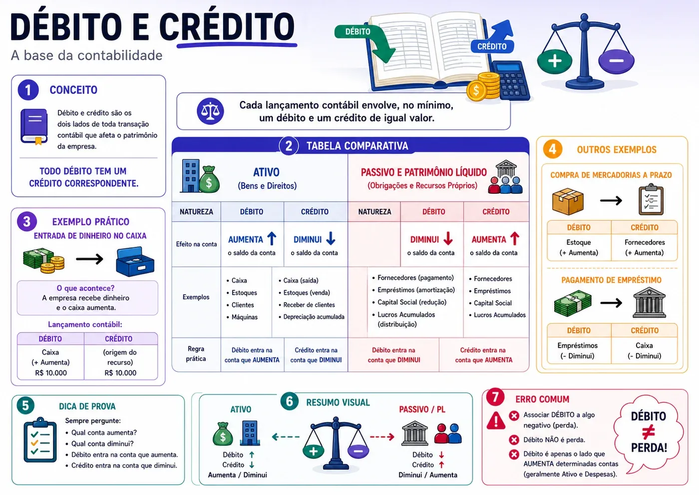Mapa mental de Débito e crédito